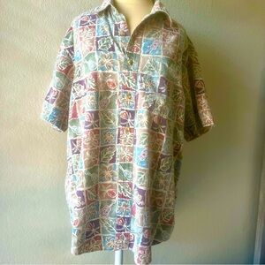 L.L.Bean Men's Vintage Hawaiian Floral Shirt M Multicolor Short Sleeve